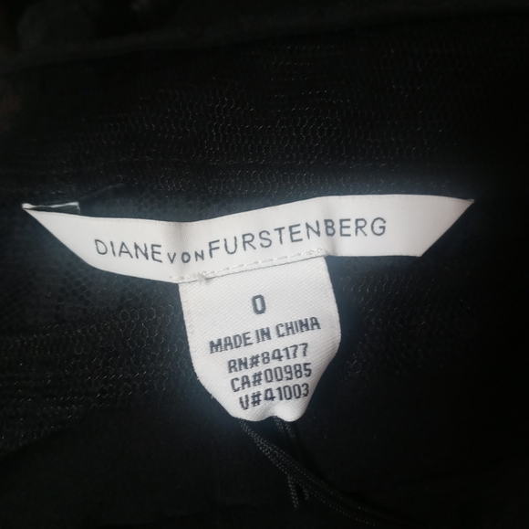 Diane Von Furstenberg Mabel Black Silk Dress Size 0 Lace Crochet Trim Shift - Picture 12 of 16